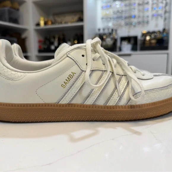 adidas samba Cream snake and Tan Sneakers